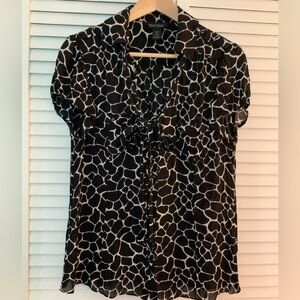 White House black market silk blouse with tie Size 12